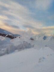 snow covered mountains
