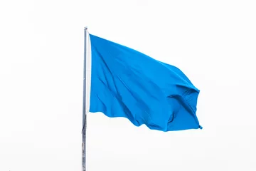 Fotobehang Wavy empty blue flag © erenalkis