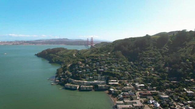 Aerial of Sausalito, California.