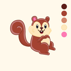 Cute cartoon squirrel vector illustration. Animal isolated vector. Flat cartoon style