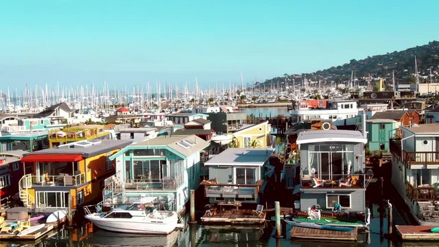 Aerial of Sausalito Houseboats