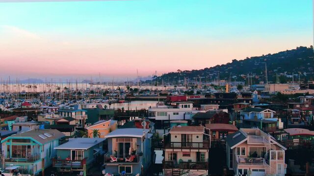 Aerial of Sausalito Houseboats