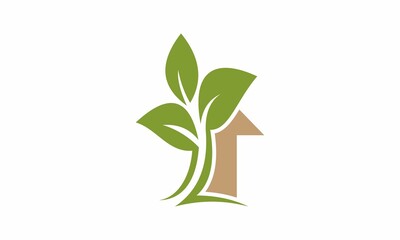 green plant with leaves logo vector