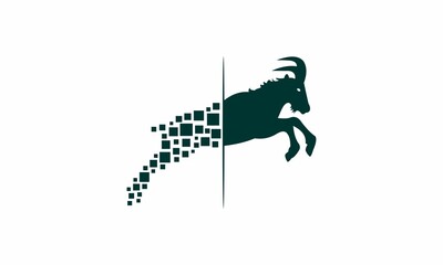 mountain goat silhouette logo vector