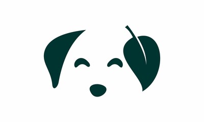 Dog and leaf shilhouette logo