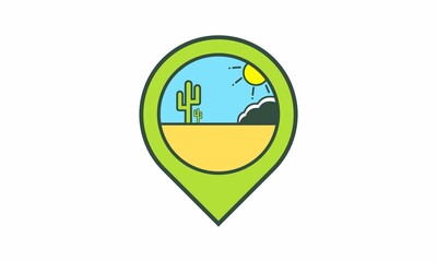 pin beach logo, travel agen logo vector