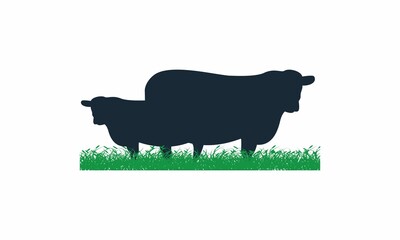 cow on grass vector image