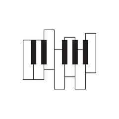 piano keyboard icon sign logo black and white