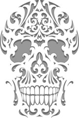 Skull illustration in art nouveau style isolated on white