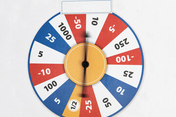 Roulette fortune spinning wheel flat icon casino money games or board game - bankrupt or lucky...