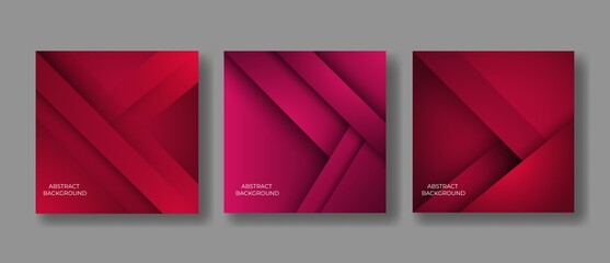 Set Of Elegant Red Background Geometric Shape For business Presentation And Advertising