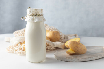 Potato milk alternative, vegan milk drink. Food trend.