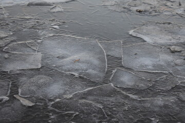 broken ice on lake