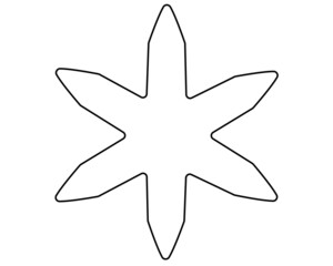 Snowflake, crystal of frozen water - vector line art picture for coloring book, logo or pictogram. Outline. Snowflake symbol, sign editable outline