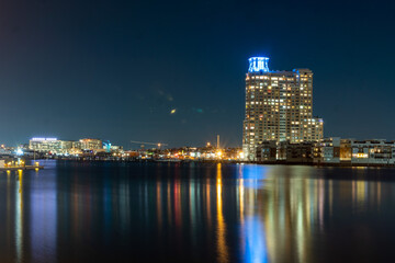 Fototapeta na wymiar Baltimore, MD, USA 2022.01.14 - Baltimore, MD Inner Harbor at Night