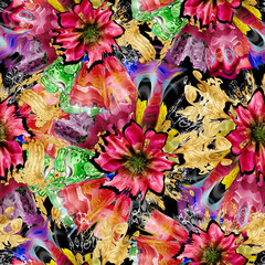 seamless abstract pattern. Textile pattern, flower and geometric print pattern for textile design and fabrics.
