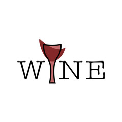 wine typography with glass logo design
