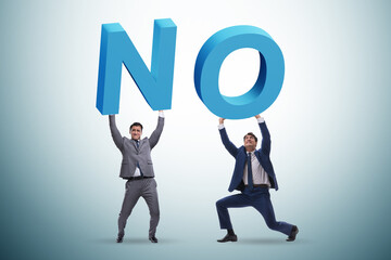 Businessmen in the NO disapproval concept