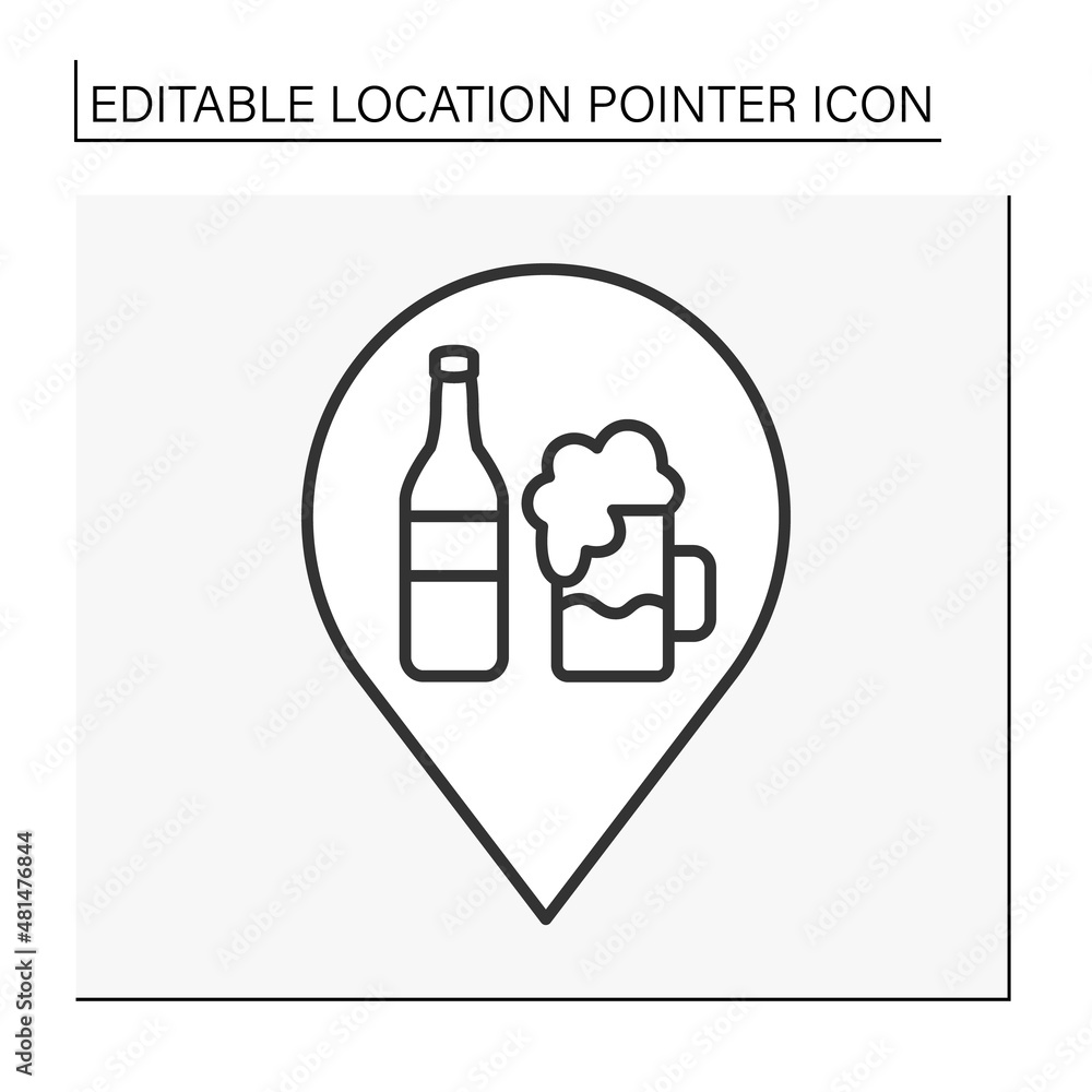 Poster pointer line icon. bar symbol navigation. place with alcohol drinks. public place navigation. locati
