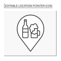  Pointer line icon. Bar symbol navigation. Place with alcohol drinks. Public place navigation. Location pointer concept. Isolated vector illustration. Editable stroke