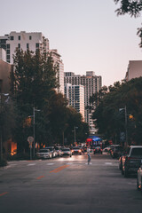 Obraz premium downtown city miami people street cars trees miami 