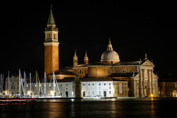 Fototapeta na wymiar Night view of the Church of San Giorgio Maggiore at the city of Venice.