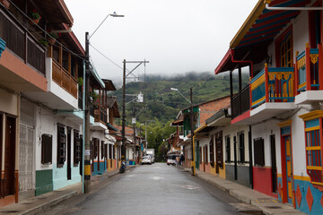 Fototapeta na wymiar Small town in Colombia with colorful houses