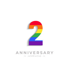 2 Year Anniversary Celebration with Rainbow Color for Celebration Event, Wedding, Greeting card, and Invitation Isolated on White Background