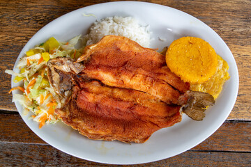 Typical dish of fried fish from Colombia
