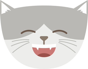 Gray Cat Happy Smiling Open Mouth Face