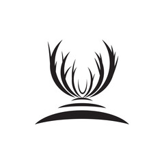 deer antler horns illustration forest trail icon logo design 