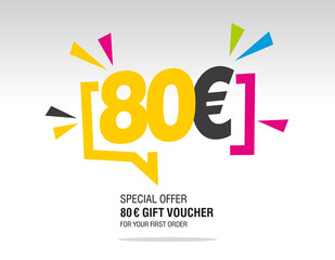 80 Euro internet website promotion sale offer big sale and super sale modern colorful coupon code 80 Euro discount gift voucher coupon