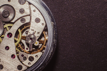 close view of a vintage beautiful watch mechanism