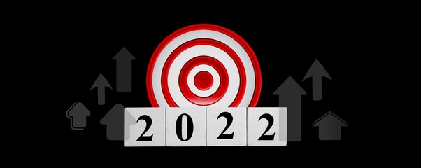 2022 Happy New year and successful concept with goal target icon symbol
