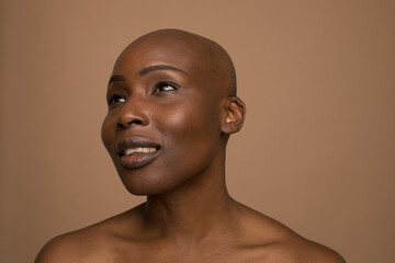 Studio portrait of smiling woman