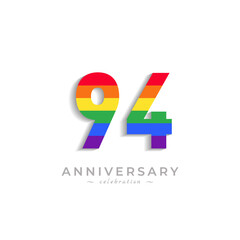 94 Year Anniversary Celebration with Rainbow Color for Celebration Event, Wedding, Greeting card, and Invitation Isolated on White Background