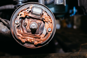 drum brake mechanism treated with copper grease. brake service