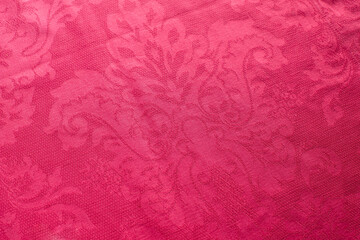 Fototapeta premium Pink floral cover blanket texture with indian pattern.