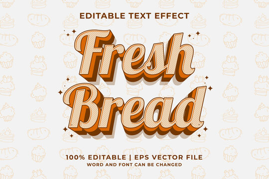 Editable text effect - Fresh Bread 3d Traditional Cartoon template style premium vector