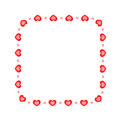 Square frame with hearts. Simple template for Valentine day invitation card, photo, picture, banner. Vector flat illustration isolated on white background.