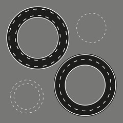 Road circle. Vector illustration, cartoon set.Gray background. Cartoon illustration of circle road vector icon for web design element. EPS 10.