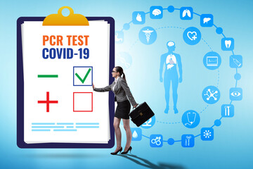 Woman in the coronavirus covid-19 test concept