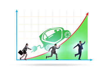 Growth of electric car usage concept