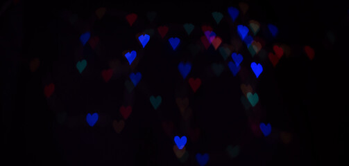 bokeh in the form of colorful hearts