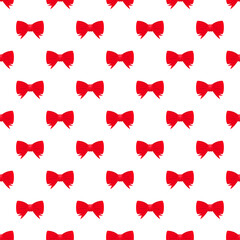 Shiny red satin ribbon pattern on white background. Vector stock illustration