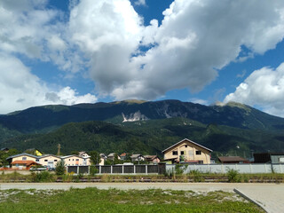 A view of Stol Mountain from Žirovnica village, Slovenia