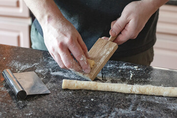 Chef cooks delicious food at home