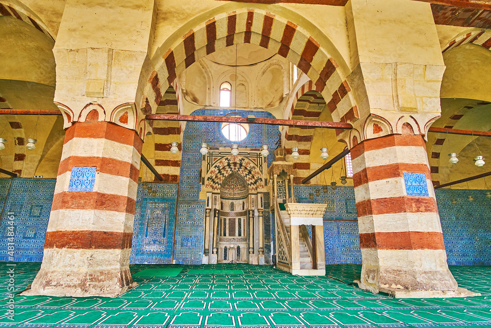 Poster The prayer hall of Aqsunqur (Blue) Mosque of Cairo, Egypt