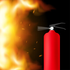 Obraz premium Fire extinguisher protection isolated. Vector stock illustration.
