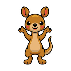 Cute little kangaroo cartoon raising hands
